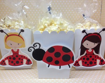 Ladybug Party Popcorn or Favor Boxes - Set of 10
