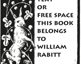 Bookplate Rubber Stamp, Rabitt