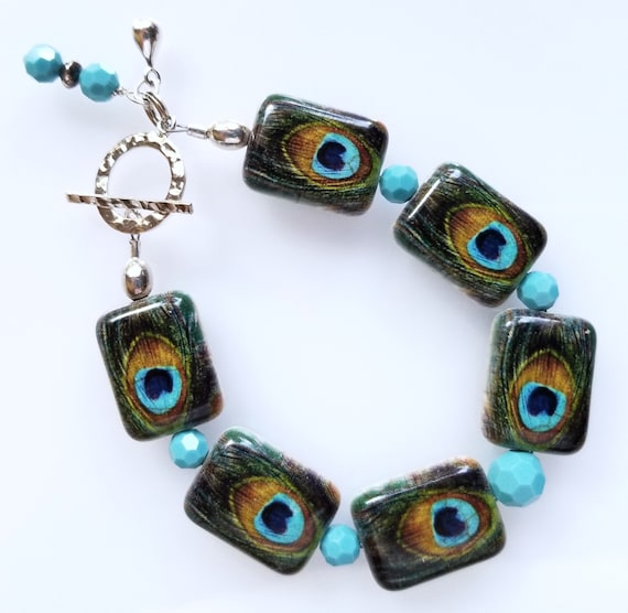Stone Bracelet, Peacock Bracelet, Multi-Color Bracelet, Turquoise Bracelet, Boho Bracelet