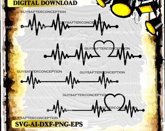 Four Heartbeat Lines Vector Image SVG Files Digital Cutting Files Ai - Eps - PNG - DXF - Svg