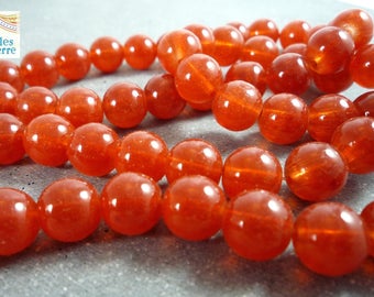 20 round beads, brick red glass, 10mm (pv127)