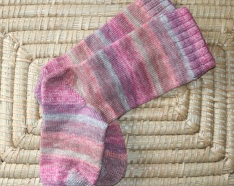 Handmade Wool Socks - Striped Wool Socks - Wool Blend Socks with Heathered Stripes