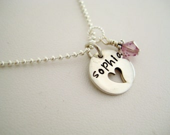 Personalized Charm, Personalized Pendant, Name Charm, Engraved Jewelry - Add a charm - Sterling silver heart cutout charm