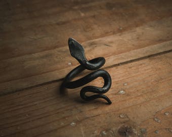 snake ring, goth jewelry, serpent ring, iron ring, gothic jewelry, viking ring, forged ring, goth ring, pagan ring, pagan jewelry