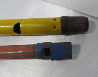 Antique Tin toy whistle x 2 ; children's noise makers; art deco