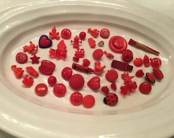 Shank Buttons - 50 assorted red shank buttons