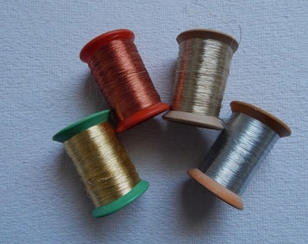 4 spools of Metallic Thread, Embroidery Thread, Hand and Machine Embroidery Thread, Metallic Embroidery Thread