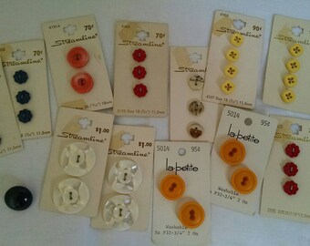 Vintage Streamline Buttons On Original Cards