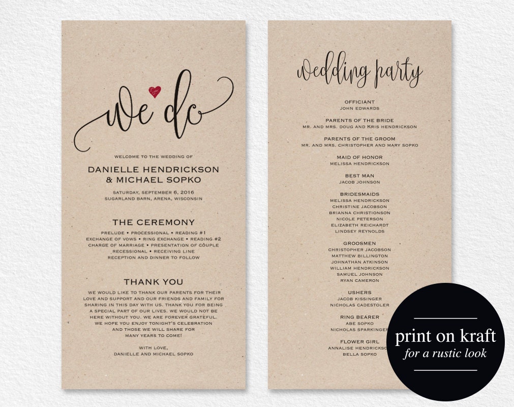 wedding program editable template we do wedding program wedding program editable template we do wedding program