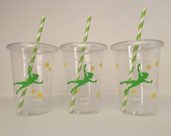 Peter Pan Party cups, Peter pan Birthday party cups, Peter Pan Party Favors