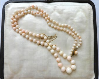 Edwardian Graduated Angelskin Coral bead necklace