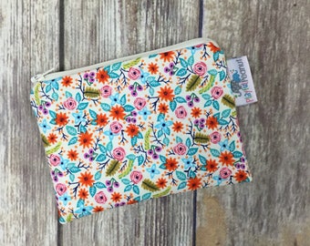 Reusable Snack Bag, Reusable Zipper Bag, Reusable Sandwich Bag, Zipper Pouch, Reusable, Tiny Floral Snack Bag, Lunch Bag, Reusable Bag