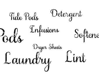 Laundry Decals - Pods, Infusions, Tide Pods, Detergent, Softener, Dryer Sheets, Laundry, Lint, Fabric Softener