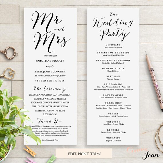 multiple page wedding program