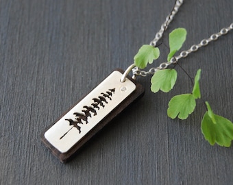 Spruce Tree Necklace, Sitka Pendant Necklace, Silver and Wood Necklace, Cut Out Pendant, Wooden Jewelry, Wood Necklace, Canadian Jewelry