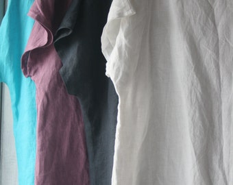 Basic linen top. Soft washed linen blouse.