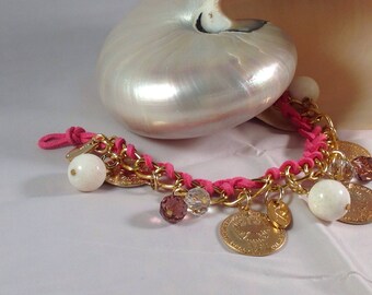 Suede and brass bracelet
