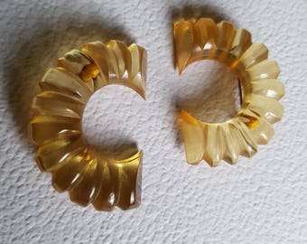 Duel Carved Apple Juice Bakelite brooch