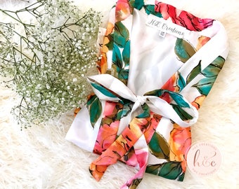 Satin Floral Robe, Bridesmaid Robes, Bridesmaid Gifts, Bridal Robe, Bridesmaid Gifts, Getting Ready Robe