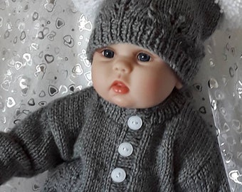 Hand Knitted Cardigan Hat Blanket Set