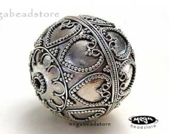 20mm Large Bali Sterling Silver Focal Bead Pendant 21mm B88