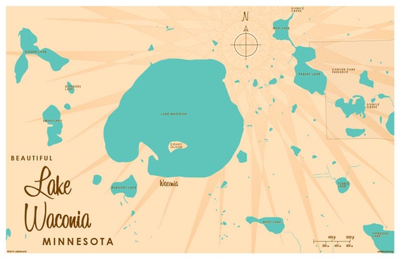 Lake Waconia MN Map Print