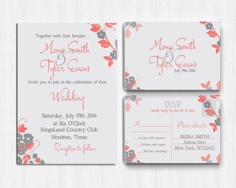 Grey Lace Invitation Etsy