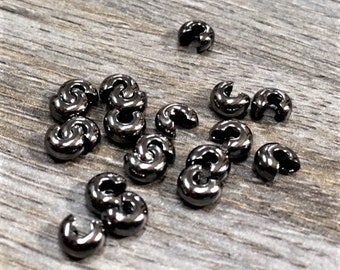 4mm Gunmetal Crimp Cover, 20 Piece Pack, Gunmetal Crimp Cover, Gunmetal Hide a Knot, Gunmetal Knot Cover, Gunmetal, Black Oxide Crimp Cover