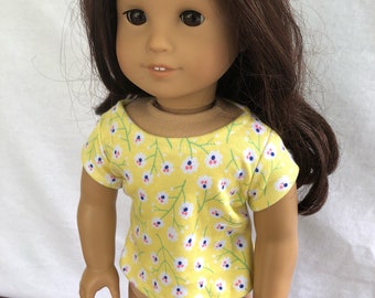 Yellow Doll Tops - Doll Clothes - 18" Doll Shirts - Knit Doll Tops - Doll Shirts - My Life Doll Tops - 18" Dolls - Journey Dolls - Doll Top