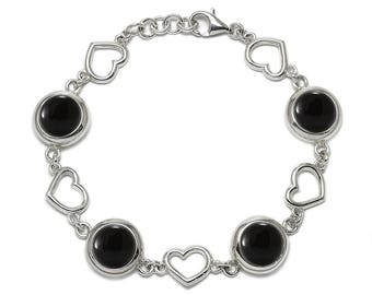 Black Onyx Bracelet, 925 Sterling Silver. , color black, weight 20.6g, #46819
