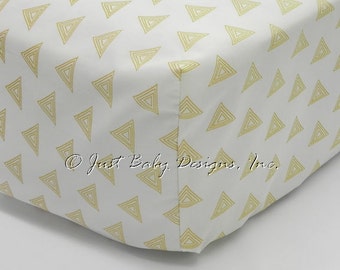 Fitted Crib Sheet - Gold Triangle