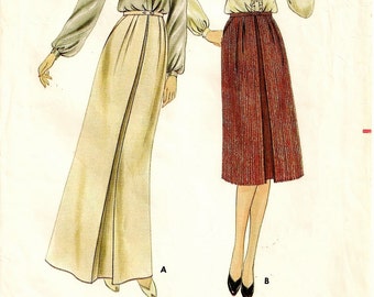 An Inverted Front Pleat, Buttoned Waistband, Front Slant Pocket, Long/Knee Length Skirt Pattern for Women: Size 14 Waist 28" •Butterick 3322