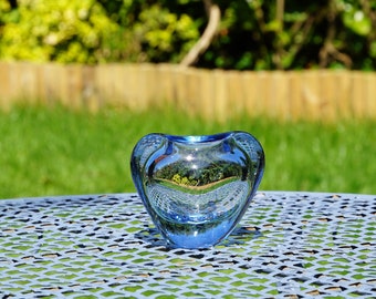 Holmegaard Blue Minuet Vase Designed by Per Lutken, Denmark. Mid Century Modern. Danish Glass. Scandinavian