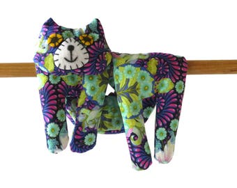 Flat Cat, Hot Cold Rice Bag, Microwave Neck Wrap, Rice Heating Pad, Hot Cold Therapy Pack, Purple Pink Blue Yellow, Cat Lover Gift #2