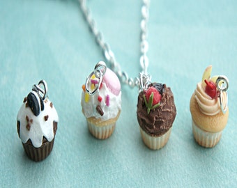 cupcake necklace- miniature food jewelry, cupcake jewelry
