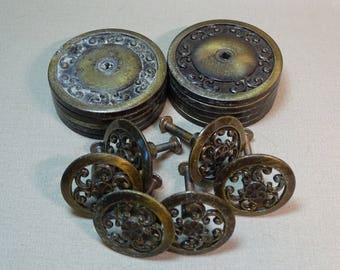 1970s Drawer Pulls and Matching Medallions