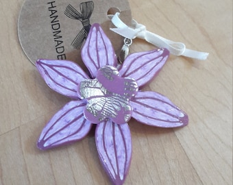 Chain pendant polymer Clay silver flower