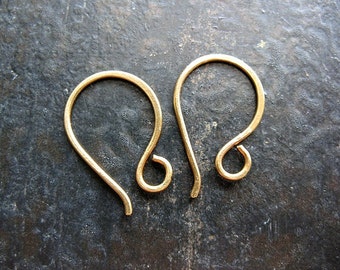 Small Antiqued Brass Hammered Ear Wires - 1 pair