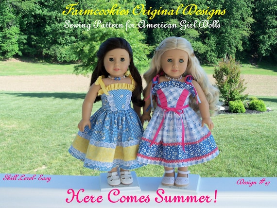PDF SEWING PATTERN for 18 Inch Doll Clothes / Here Comes Summer! / Sundress Fits Like 18" American Girl Doll Clothes Pattern