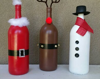Christmas Wine Bottle Trio