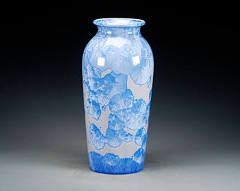 Ceramic Vase - Blue, Grey - Crystalline Glaze on High-Fired Porcelain - Hand Made Pottery - FREE SHIPPING - #E-5090