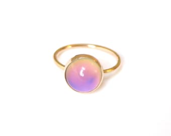 Mood Ring, 14kt Gold, Color Changing Stone