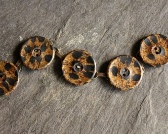Goldstone composition antique Button Bracelet browns and goldstone, vintage, victorian, jewelry, up cycled warm fall colors statement