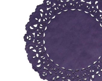 EGGPLANT PURPLE Paper Doilies | 4" 5" 6" 8" 10" 12" 14" 16" Sizes | Plum Doily, Eggplant Doily, Eggplant Charger, Dark Purple Doily