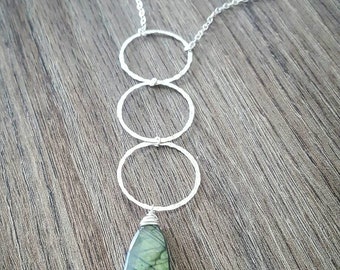 Sterling silver hammered hoop and labradorite necklace