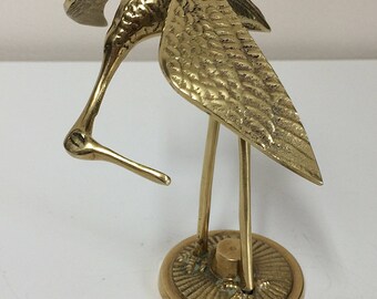 Brass Bird with Wings Spread Figurine 5" Stork Egret Heron Crane