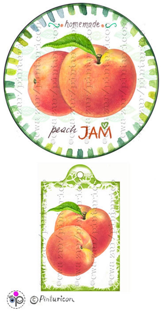 Items similar to Circle jam label peach jam label printable mason jar ...