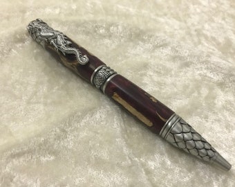 Dragon Twist Pen, Cholla Cactus Acrylic Barrel, Hand-turned pen