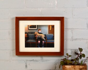 8.5 x 11 Picture Frame in 1x1 Flat Style with Vintage Wood Tone Finish - IN STOCK Same Day Shipping - 8.5x11 inch Picture Frame Brown