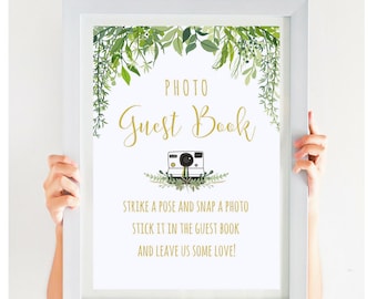 Alternative Wedding Guest Book Sign, Photo Guest Book Sign, Greenery Wedding Printable, Outdoor Wedding, Instant Download, #IDWS604_10BS